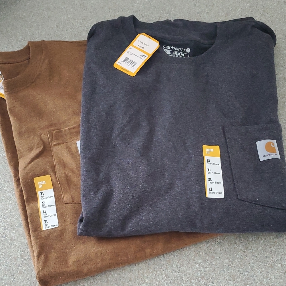 Carhartt Men's Short Sleeve Tees - Dark Gray and Brown NWT